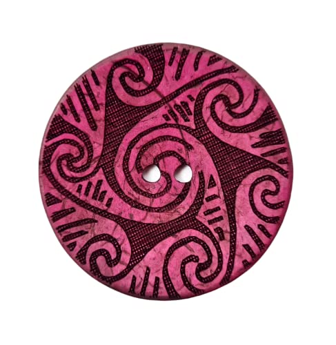 Kokosnussknopf, Kokosnuss gefärbt und Muster gelasert, Ideal für Kreative Projekte (Lila, 30 mm)(5 Stück) von Lüna Knöpfe