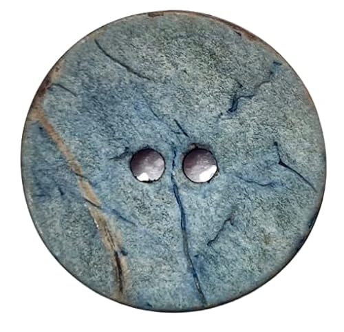 Kokosnussknopfe, Kokosnuss gefärbt, 20 und 25 mm, Im Set (8-12) Stück (Jeans Blau, (20mm-12 Stück)) von Lüna Knöpfe