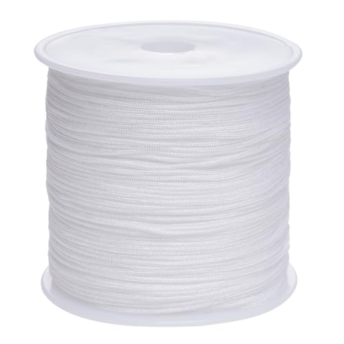 100 m Nylonschnur, 0,8 mm, Kordel, geflochten, elastischer Faden für satiniertes Armband, DIY, Schmuck, Handwerk, Faden für Armbänder und Halsketten, Perlenschnur (Weiß, 0,8 mm/100 m) von Lufdegim