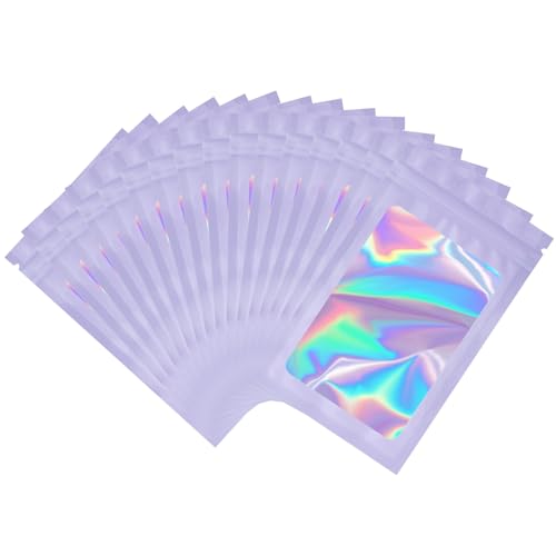 150 Stück Mylar-Beutel – Kunststoffbeutel, wiederverwendbar, für Lebensmittel, Süßigkeiten, Kekse, Schmuck, transparent (Violett, 10 x 15 cm) von Lufdegim