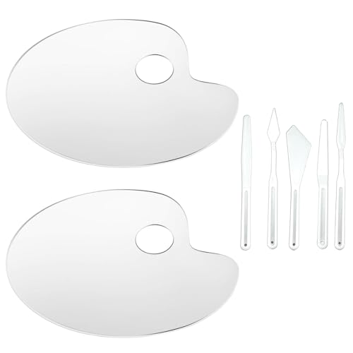 2 Stück Acryl Malpalette Klare, Oval Art Palette Kunstpalette Mischpalette mit 5 Pcs Malmesser Kunststoff für Handwerk DIY Malerei Kunst 25 cm × 15 cm 2 Stück Acryl Malpalette Klare, Oval Art Palette Kunstpalette Mischpalette mit 5 Pcs Malmesser Kunststoff für Handwerk DIY Malerei Kunst 25 cm × 15 cm von Lufdegim