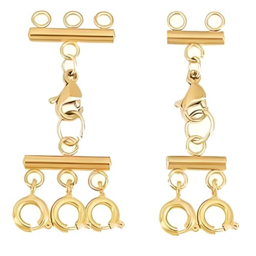 2 Stück Halsketten Verschluss Layering, Gold Doppel und Dreifach Armbänder Halskettenverbinder, Schmuck Mehrreihiger für Schichten Schmuckhandwerk DIY Stapelbare 2 Stück Halsketten Verschluss Layering, Gold Doppel und Dreifach Armbänder Halskettenverbinder, Schmuck Mehrreihiger für Schichten Schmuckhandwerk DIY Stapelbare von Lufdegim