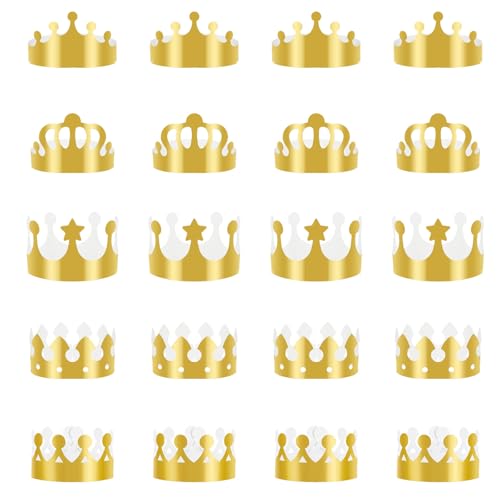 20 Stück Papier Goldene Krone Partyhüte Kronen Basteln Geburtstagskrone Verstellbarer Goldene König Kronen, 5 Stile Geburtstags Kronen Set, für Party Geburtstagsparty Feierlichkeiten Foto Requisiten 20 Stück Papier Goldene Krone Partyhüte Kronen Basteln Geburtstagskrone Verstellbarer Goldene König Kronen, 5 Stile Geburtstags Kronen Set, für Party Geburtstagsparty Feierlichkeiten Foto Requisiten von Lufdegim