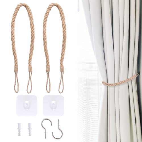2er Set Vorhang Raffhalter Schnalle für Vorhangschnur Handgestrickte Vorhang-Raffhalter mit Eisenhaken mit Dehnungsröhren mit transparenten Haken Geeignet für Wohnzimmer Schlafzimmer Büro (2, Khaki) 2er Set Vorhang Raffhalter Schnalle für Vorhangschnur Handgestrickte Vorhang-Raffhalter mit Eisenhaken mit Dehnungsröhren mit transparenten Haken Geeignet für Wohnzimmer Schlafzimmer Büro (2, Khaki) von Lufdegim