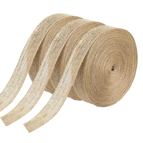 3 Rollen Juteband Burlap Vintage Juteband Decoband Geschenk Ribbon, Sackleinen Band Natür, Geschenkband Weihnachten Für DIY Handwerk Weihnachten Verpackung, Hochzeit, Blumenstrauß (Braun, 2cm*10m) von Lufdegim