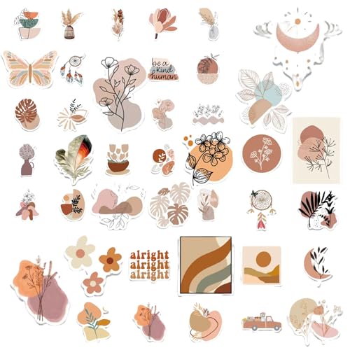 50 Pcs Boho Sticker Aufkleber, Vintage Stickers Aesthetic Set, Scrapbook Zubehör für Laptop Koffer Skateboard Wasserflasche DIY von Lufdegim