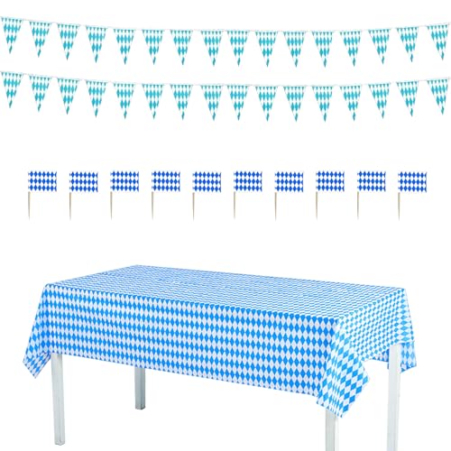 Oktoberfest Deko Set Partydekorationen Wimpelkette 1 Blau Weiß Bayerische Party Tischdecke, 2 stuck 20 x 30 cm Flagge, 20 Zahnstocher Flagge, Tischläufer Oktoberfest für Bierzelten Bier Festival Münch Oktoberfest Deko Set Partydekorationen Wimpelkette 1 Blau Weiß Bayerische Party Tischdecke, 2 stuck 20 x 30 cm Flagge, 20 Zahnstocher Flagge, Tischläufer Oktoberfest für Bierzelten Bier Festival Münch von Lufdegim