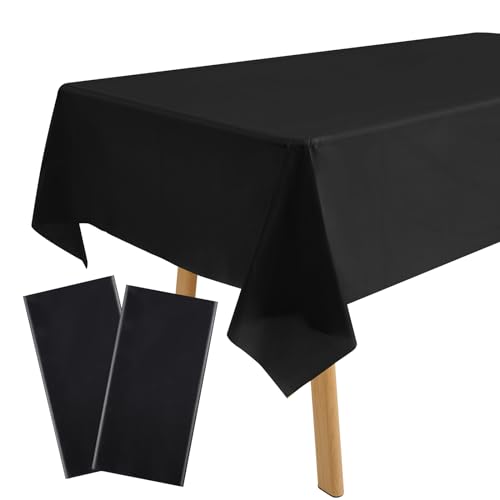 Rechteckige Tischdecke aus Kunststoff Leichtgewicht perfekt für Geburtstag, Restaurant, Garten, Halloween, Weihnachten, Hochzeit, Bankettdekoration (Schwarze) von Lufdegim