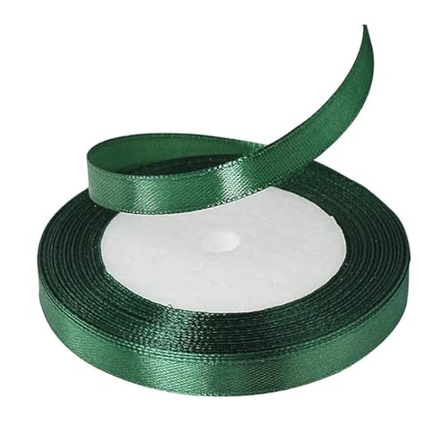 Satinband, 10 mm x 22 m Rollen, dekorative Bänder für Geschenkverpackung, Satin, für Weihnachten, Dekoration für Hochzeit, Luftballons, Handwerk, Nähen, Geburtstag, Geschenkband (Dunkelgrün) von Lufdegim
