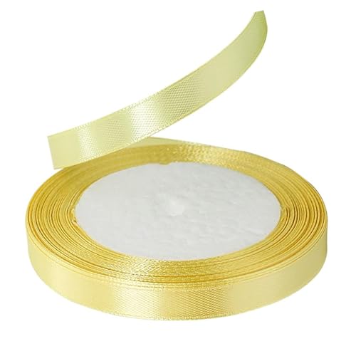Satinband, 10 mm x 22 m Rollen, dekorative Bänder für Geschenkverpackung, Satin, für Weihnachten, Dekoration für Hochzeit, Luftballons, Handwerk, Nähen, Geburtstag, Geschenkband (hellgelb) von Lufdegim