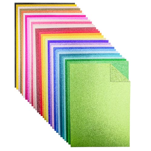 30 Blatt - Doppelseitiges Glitzerpapier zum Basteln, Bunt Glitzer Papier A4-30 Farben 250g/m² Glitterkarton Farbige Papier Karton zum Basteln und Gestalten von Luffy
