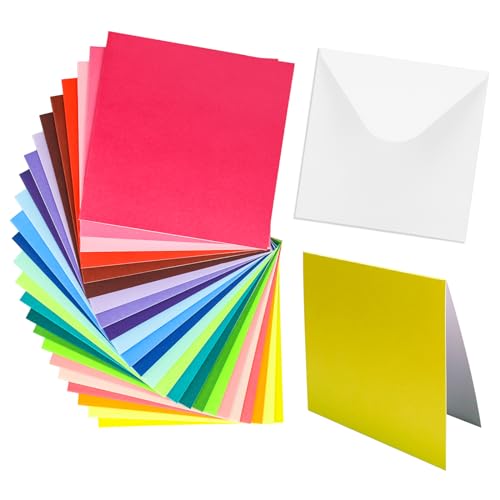48 Bunt Papier Briefumschläge Karten Set 6x6 inch mit Umschläge Blanko Falt-Karten Klappkarten für Hochzeit Geschenk Grußkarten Einladung (15x15cm) von Luffy