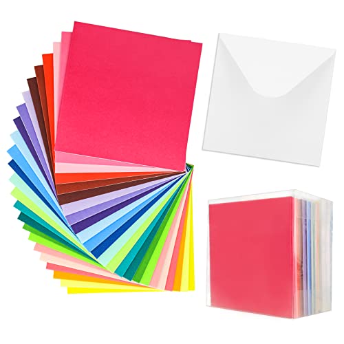 60 Bunt Papier Briefumschläge Karten Set 6x6 inch mit Umschläge Blanko Falt-Karten Klappkarten für Hochzeit Geschenk Grußkarten Einladung (15x15cm) von Luffy