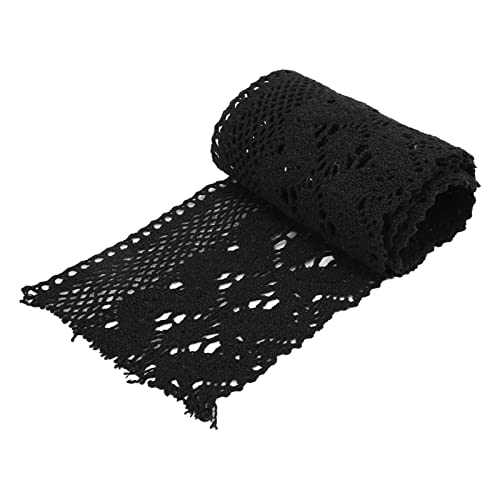 Lufodon 9,1 m Baumwollspitzenband, dekorative Zierleiste für Kleidung, DIY, Basteln, Vorhangverzierung, Nähzubehör (schwarz) von Lufodon