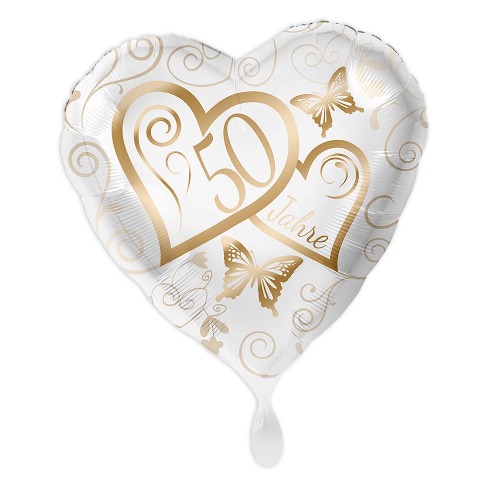 "50 Jahre", Motiv Herzen, Herzförmiger Folienballon "50 Jahre", Motiv Herzen, Herzförmiger Folienballon