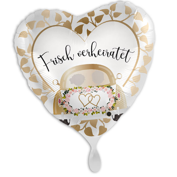 "Frisch verheiratet", Herzförmiger Folienballon, 35cm x 33cm "Frisch verheiratet", Herzförmiger Folienballon, 35cm x 33cm von Luftballon-Markt GmbH