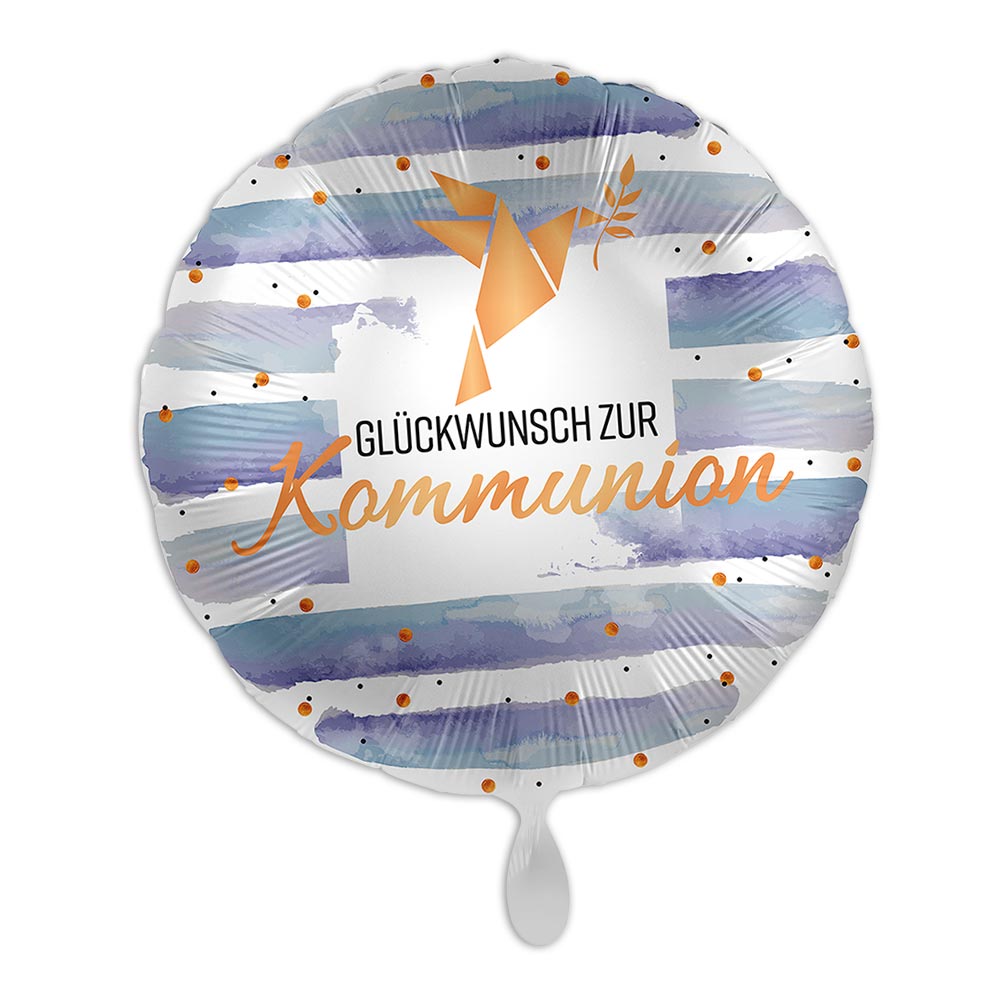 "Glückwunsch zur Kommunion" mit Tauben-Motiv, Folienballon rund Ø 34 cm "Glückwunsch zur Kommunion" mit Tauben-Motiv, Folienballon rund Ø 34 cm von Luftballon-Markt GmbH