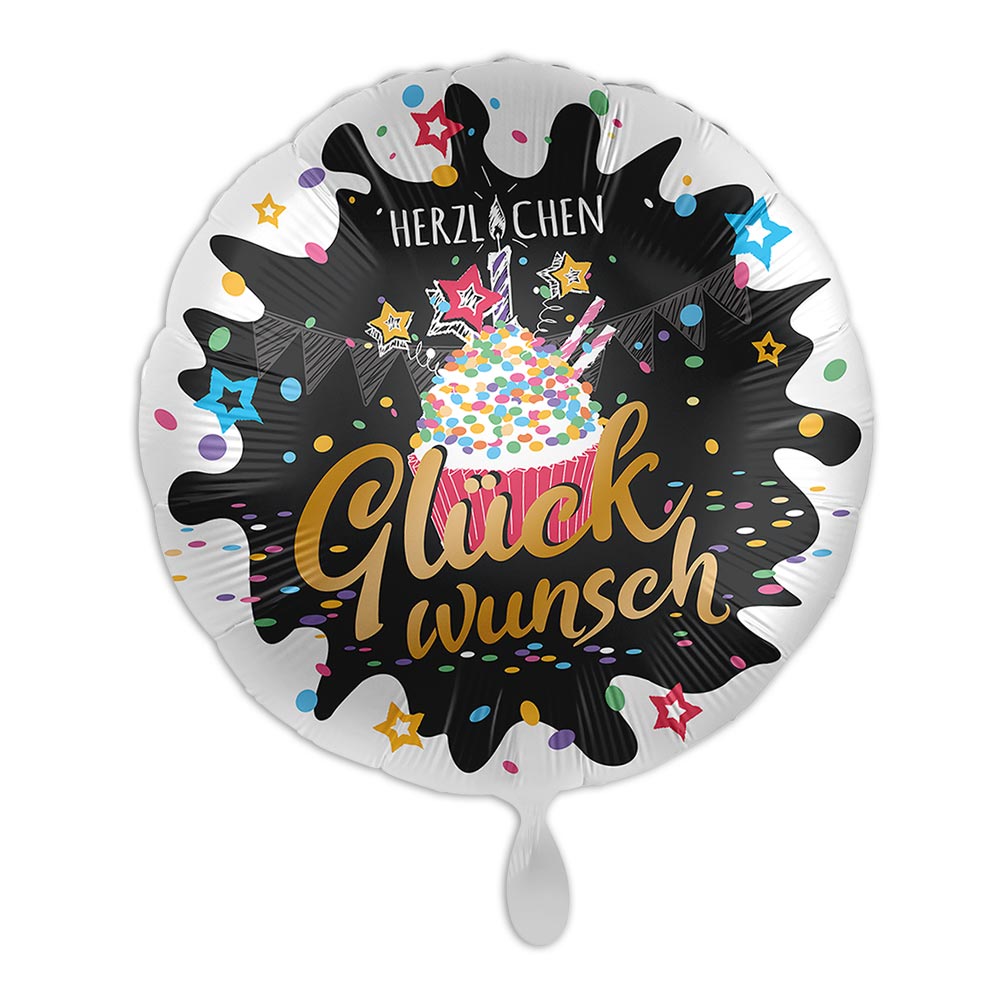 "Herzlichen Glückwunsch", Motiv Cupcake, Heliumballon rund Ø 34 cm "Herzlichen Glückwunsch", Motiv Cupcake, Heliumballon rund Ø 34 cm von Luftballon-Markt GmbH