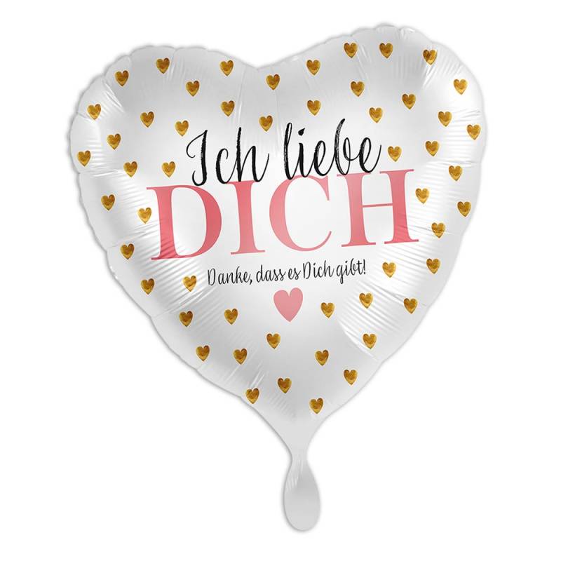 "Ich liebe Dich, Danke", Herzförmiger Folienballon von Luftballon-Markt GmbH