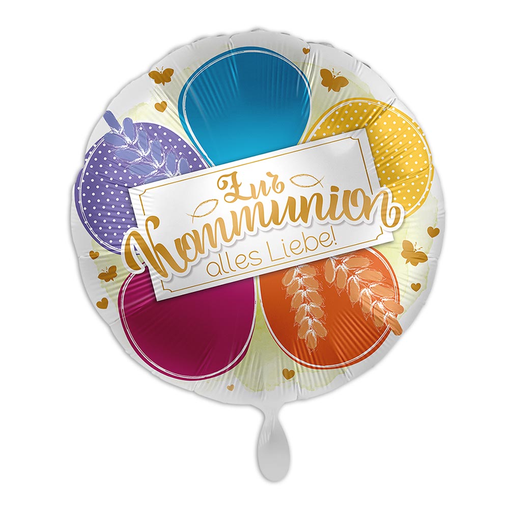 "Kommunion", Motiv Blume, Heliumballon rund Ø 34 cm "Kommunion", Motiv Blume, Heliumballon rund Ø 34 cm von Luftballon-Markt GmbH