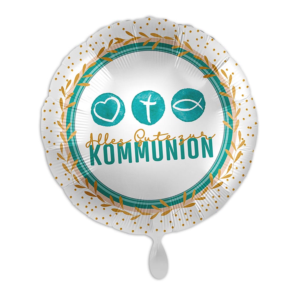 "Kommunion", Motiv Symbole, Heliumballon rund Ø 34 cm "Kommunion", Motiv Symbole, Heliumballon rund Ø 34 cm von Luftballon-Markt GmbH