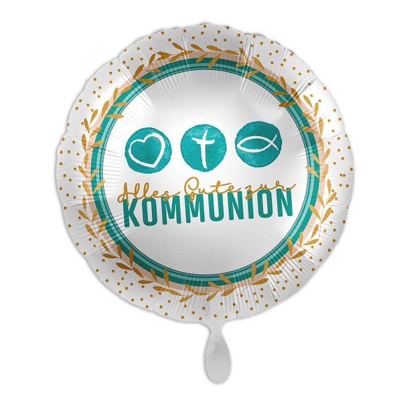 "Kommunion", Motiv Symbole, Heliumballon rund Ø 34 cm von Luftballon-Markt GmbH