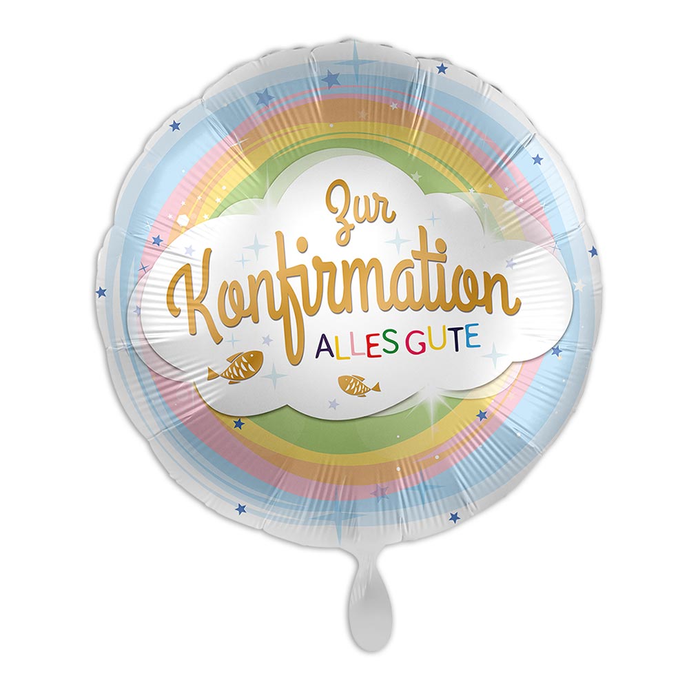 "Konfirmation", Motiv Regenbogen, Heliumballon rund Ø 34 cm von Luftballon-Markt GmbH