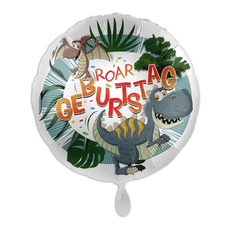 "Roar Geburtstag", Motiv Dino, Folienballon rund Ø 34 cm von Luftballon-Markt GmbH