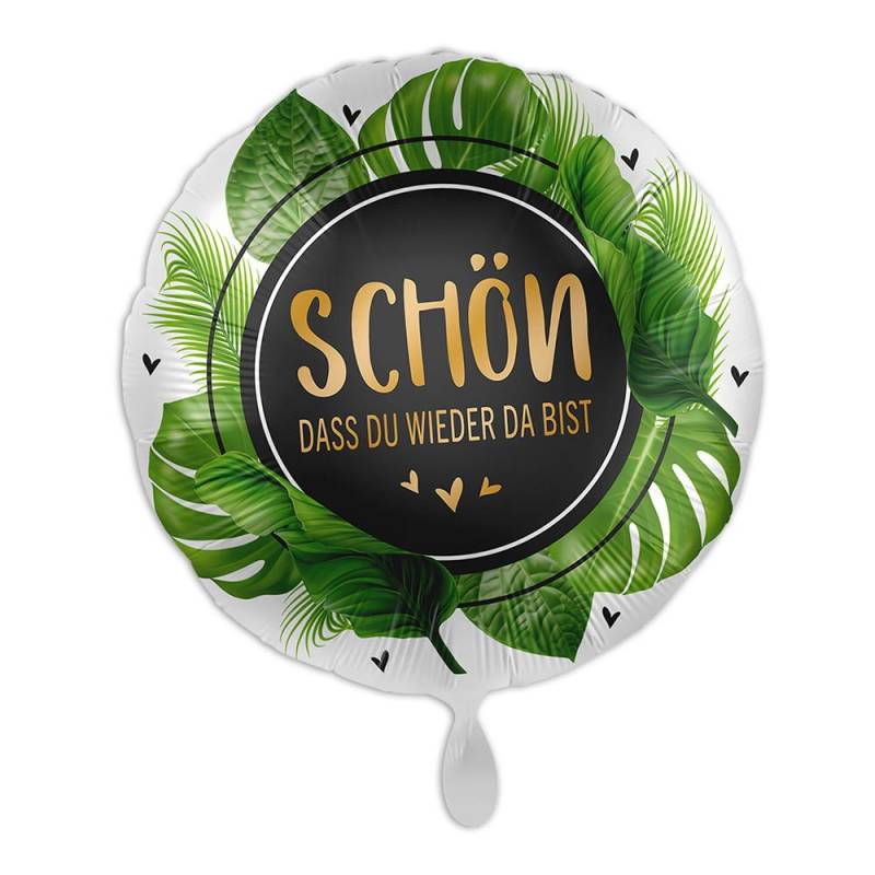 Ballon Willkommen "Schön dass du wieder da bist", Motiv Palmblätter von Luftballon-Markt GmbH