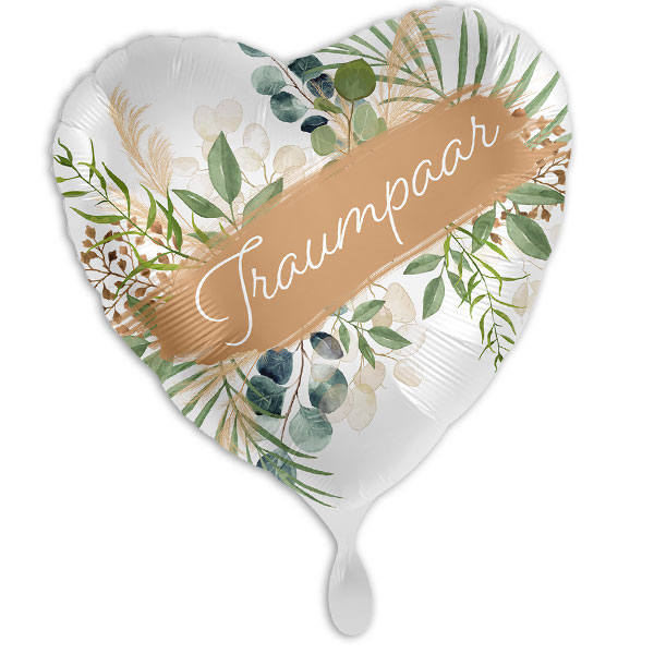 "Traumpaar", Herzförmiger Folienballon zur Hochzeit, 35cm x 33cm von Luftballon-Markt GmbH