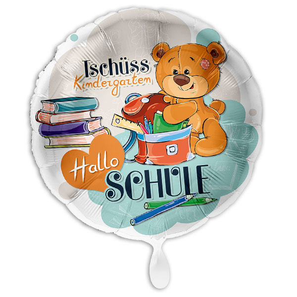"Tschüss Kindergarten, Hallo Schule", Folienballon mit Teddy-Motiv, Ø 34cm "Tschüss Kindergarten, Hallo Schule", Folienballon mit Teddy-Motiv, Ø 34cm von Luftballon-Markt GmbH