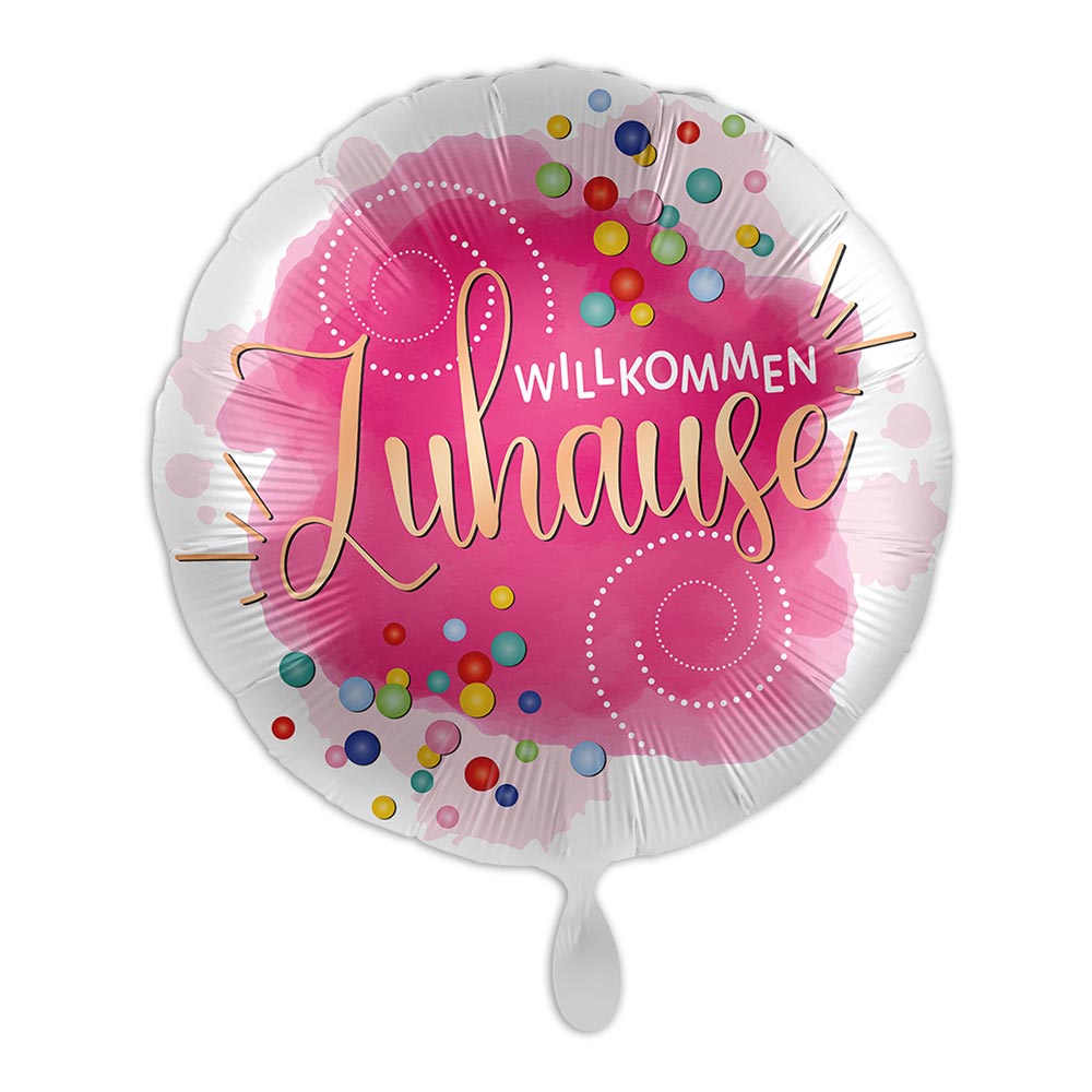 Heliumballon"Willkommen Zuhause, Motiv Konfetti, Folienballon Ø 34 cm von Luftballon-Markt GmbH