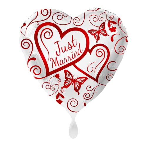 1 Folienballon Just Married Hochzeit Herz rot und weiß Herzen und Schmetterling ca. 43 cm ungefüllt Ballongas geeignet 1 Folienballon Just Married Hochzeit Herz rot und weiß Herzen und Schmetterling ca. 43 cm ungefüllt Ballongas geeignet von Luftballonmarkt