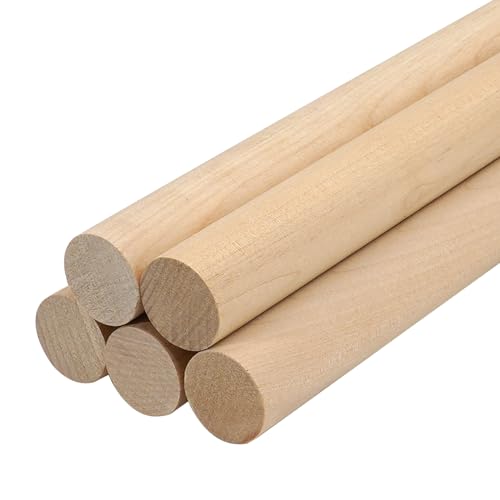 Holzdübelstäbe, Holzdübel zum Basteln, 2,5 x 38,1 cm, 5 Stück Holzstäbe zum Basteln, Makramee-Holzstäbe, unlackiertes Kiefern-Hartholz, runde Stäbe zum Basteln und Heimwerken, Zauberstäbe, Flaggen Holzdübelstäbe, Holzdübel zum Basteln, 2,5 x 38,1 cm, 5 Stück Holzstäbe zum Basteln, Makramee-Holzstäbe, unlackiertes Kiefern-Hartholz, runde Stäbe zum Basteln und Heimwerken, Zauberstäbe, Flaggen von Lugailly