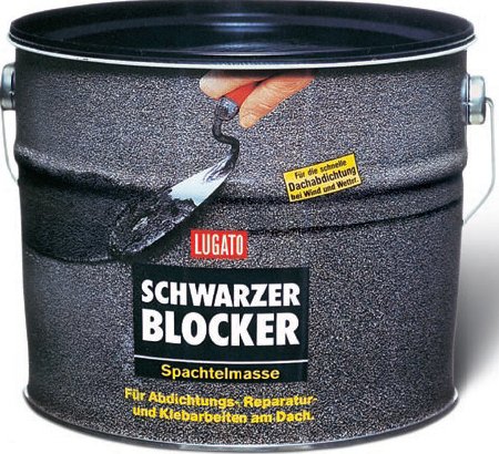 Lugato Schwarzer Blocker Spachtelmasse 1 kg - Für Abdichtungs-, Reparatur- und Klebearbeiten am Dach von Lugato