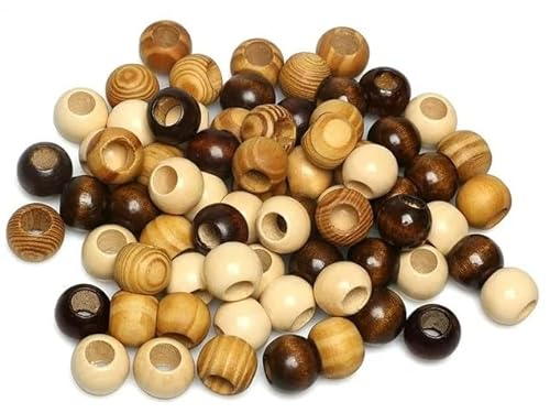 30 Stück mehrfarbige große Holzperlen aus braunem Holz, Makramee-Perlen, hochwertige Holzperlen mit großem Loch, runde lose Perlen für Haare, DIY, Basteln, handgefertigte Dekoration, 3 farbige 30 Stück mehrfarbige große Holzperlen aus braunem Holz, Makramee-Perlen, hochwertige Holzperlen mit großem Loch, runde lose Perlen für Haare, DIY, Basteln, handgefertigte Dekoration, 3 farbige von Luhaomisky