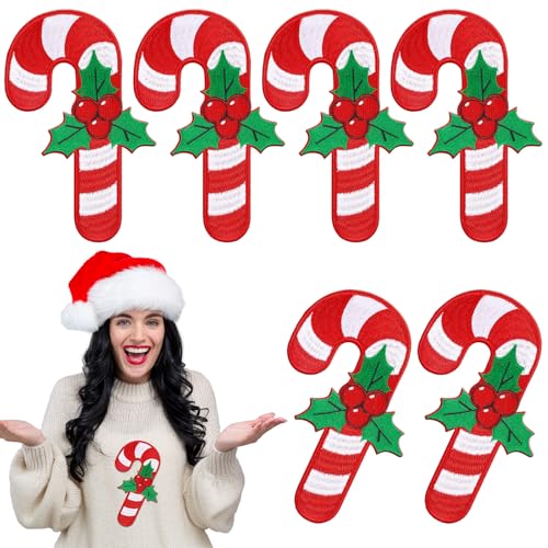 Luinabio 6 Stück 17,8 cm große Weihnachts-Aufnäher zum Aufbügeln auf Zuckerstangen, Applikationen, Stickerei-Flicken für Handwerk, Kleidung, Jeans, Hüte, Pullover, Jacken, Taschen, Zubehör, DIY Luinabio 6 Stück 17,8 cm große Weihnachts-Aufnäher zum Aufbügeln auf Zuckerstangen, Applikationen, Stickerei-Flicken für Handwerk, Kleidung, Jeans, Hüte, Pullover, Jacken, Taschen, Zubehör, DIY von Luinabio