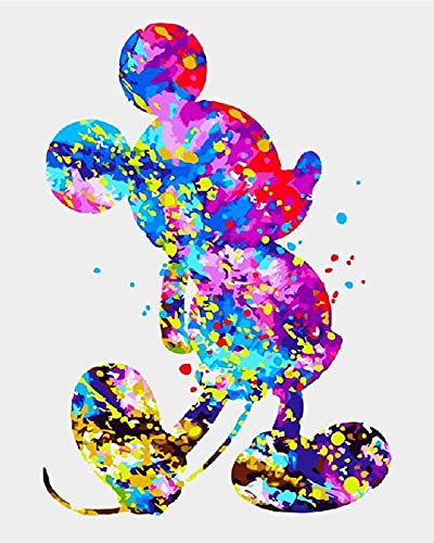 LukFun DIY Ölgemälde Malen nach Zahlen Kits für Erwachsene Kinder-Anfänger, Bunte Tiere Malerei auf Leinwand, 40 x 50 cm (Farbe Maus, ohne Rahmen) von LukFun