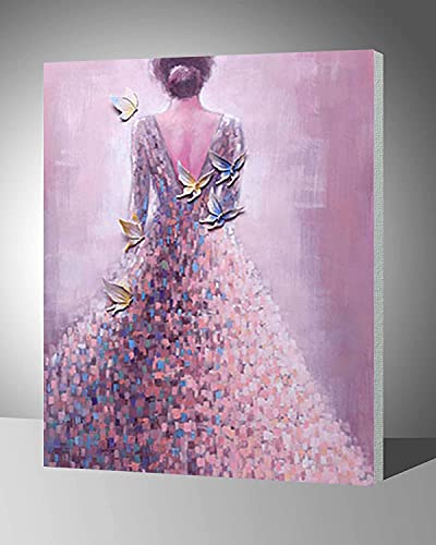 LukFun Malen nach Zahlen für Erwachsene, DIY Acrylgemälde Malen nach Zahlen Kit auf Holzrahmen Leinwand 40x50cm (elegante Dame, gerahmt) von LukFun