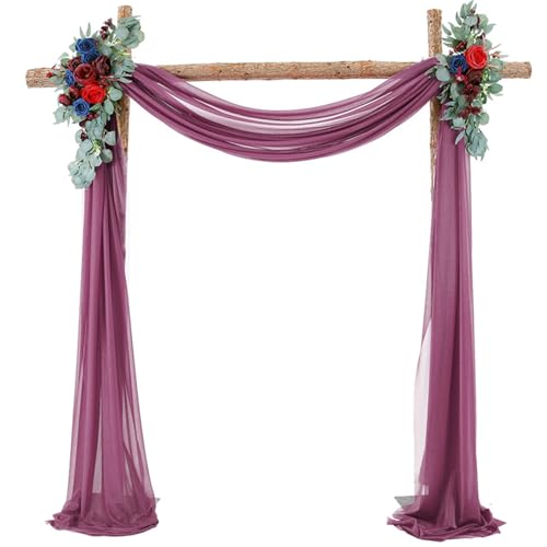Lukery 1 Paneele Hochzeit Vorhang Hochzeitsbogen, Querbehang Gardine Freihanddeko Himmelbett Vorhänge Stoff Tüll Transparent Voile für Torbogen Zeremonie Dekoration (50 * 570cm,Violett-Rosa) von Lukery