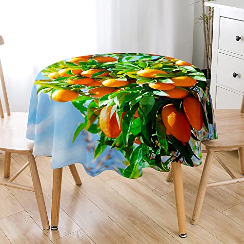 Lukery Orange 3D Tischdecke Abwaschbar Gartentischdecke, Tischdecke Rund Tischdecken Tischtuch Outdoor Indoor, Tisch Schutz für Geburtstag Hochzeit Festival (Durchmesser 130cm,Grün) von Lukery