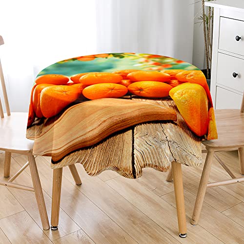 Lukery Orange 3D Tischdecke Abwaschbar Gartentischdecke, Tischdecke Rund Tischdecken Tischtuch Outdoor Indoor, Tisch Schutz für Geburtstag Hochzeit Festival (Durchmesser 160cm,Khaki) von Lukery