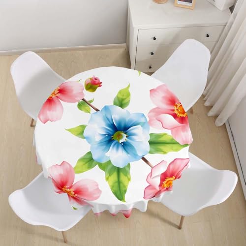 Lukery Rund Tischdecke, 3D Blume-Blatt Tischdecke Abwaschbar Splash and Stain Tischtuch, Resistant Gartentischdecke Tisch Schutz für Speisesaal, Küche (Blatt 1,120cm) von Lukery