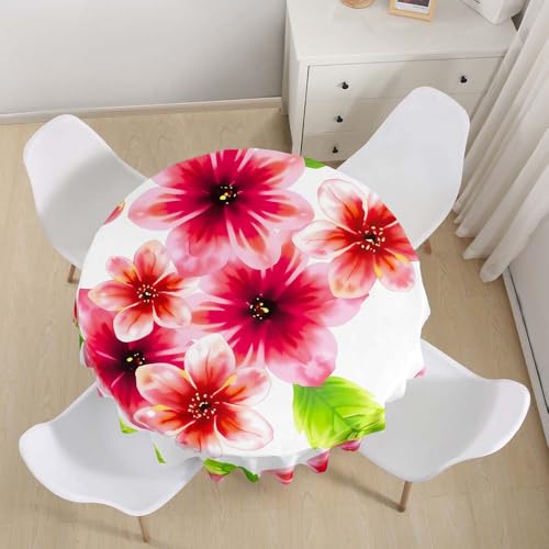 Lukery Rund Tischdecke, 3D Blume-Blatt Tischdecke Abwaschbar Splash and Stain Tischtuch, Resistant Gartentischdecke Tisch Schutz für Speisesaal, Küche (Blatt 2,160cm) von Lukery