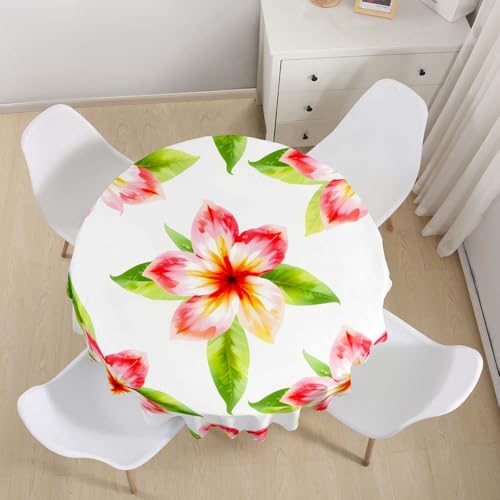 Lukery Rund Tischdecke, 3D Blume-Blatt Tischdecke Abwaschbar Splash and Stain Tischtuch, Resistant Gartentischdecke Tisch Schutz für Speisesaal, Küche (Blatt 3,100cm) von Lukery