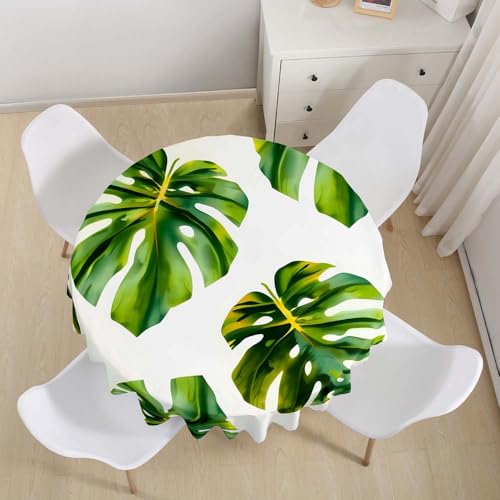 Lukery Rund Tischdecke, 3D Blume-Blatt Tischdecke Abwaschbar Splash and Stain Tischtuch, Resistant Gartentischdecke Tisch Schutz für Speisesaal, Küche (Blatt 4,110cm) von Lukery