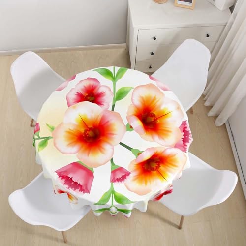 Lukery Rund Tischdecke, 3D Blume-Blatt Tischdecke Abwaschbar Splash and Stain Tischtuch, Resistant Gartentischdecke Tisch Schutz für Speisesaal, Küche (Blüte 6,200cm) von Lukery