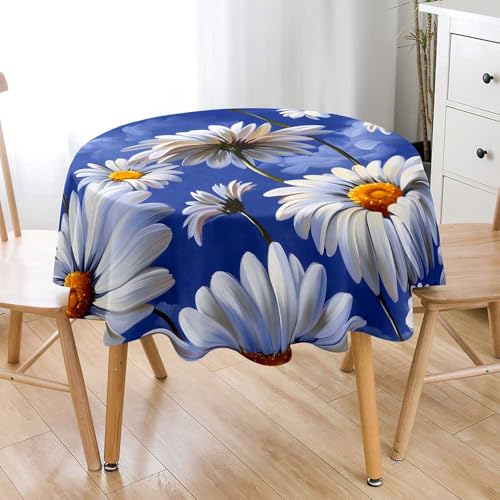 Lukery Rund Tischdecke, 3D Gänseblümchen Tischdecke Abwaschbar Splash and Stain Tischtuch, Resistant Gartentischdecke Tisch Schutz für Speisesaal, Küche (Gänseblümchen B,180cm) von Lukery