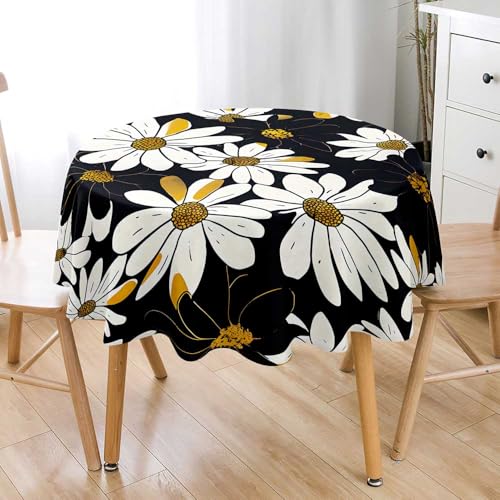 Lukery Rund Tischdecke, 3D Gänseblümchen Tischdecke Abwaschbar Splash and Stain Tischtuch, Resistant Gartentischdecke Tisch Schutz für Speisesaal, Küche (Gänseblümchen F,200cm) von Lukery