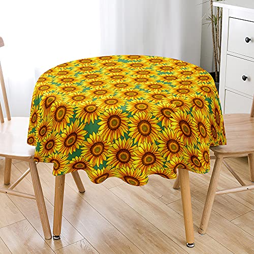 Lukery Rund Tischdecke, 3D Sonnenblume Tischdecke Abwaschbar Splash and Stain Tischtuch, Resistant Gartentischdecke Tisch Schutz für Speisesaal, Küche (Sonnenblume D,120cm) von Lukery